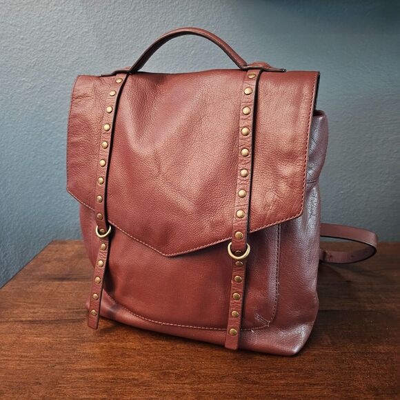 Lucky Brand Handbags - Lucky Brand Leather Backpack COGNAC Gold Studded adjustable straps 12x10 LK-Vamp
